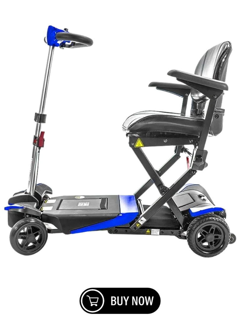Transformer Automatic Folding Travel Scooter BLUE with Lightweight Lithium Battery, Airline Approved 